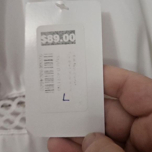 NWT JDO Couture Women's High Nech White Dress Size L Embroided Cutouts - Picture 5 of 5